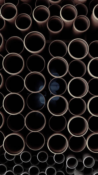 istock Round pattern of variety size PVC pipes in a pile 2158215388