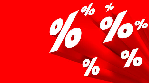 istock Percent 3d sign. Copy space. Clean red background. 2158216777