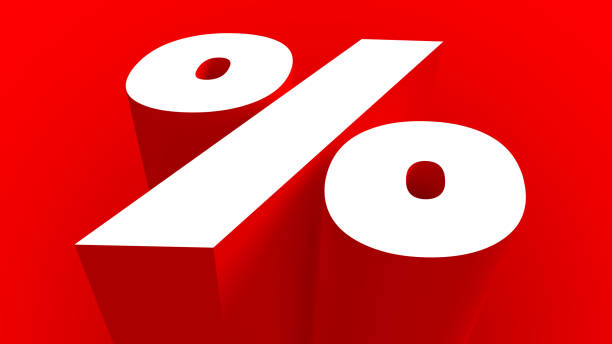 istock Percent 3d sign. Copy space. Clean red background. 2158216779
