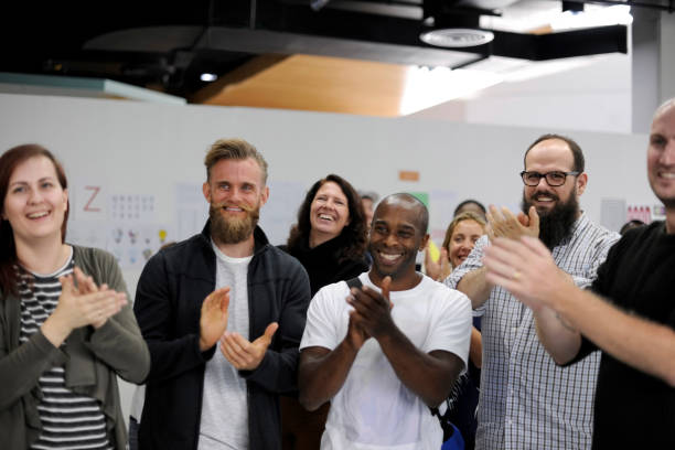 istock Group of diverse people attending startup business course 2158217035