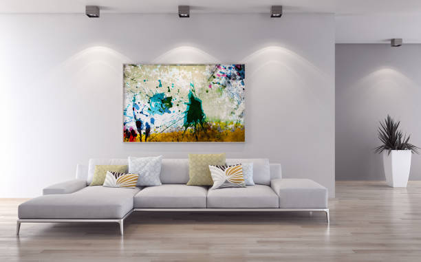 istock Large luxury modern bright interiors Living room mockup illustration 3D rendering image 2158217064