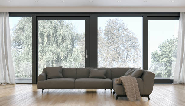 istock Large luxury modern bright interiors Living room mockup illustration 3D rendering image 2158217684