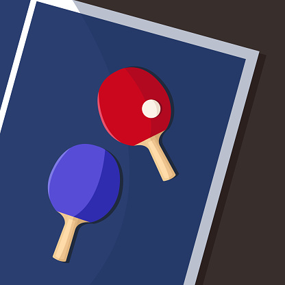 Smart Table Tennis Racket Vector Table Tennis Racket And Ball Vector Illustration In Flat Design Style ...