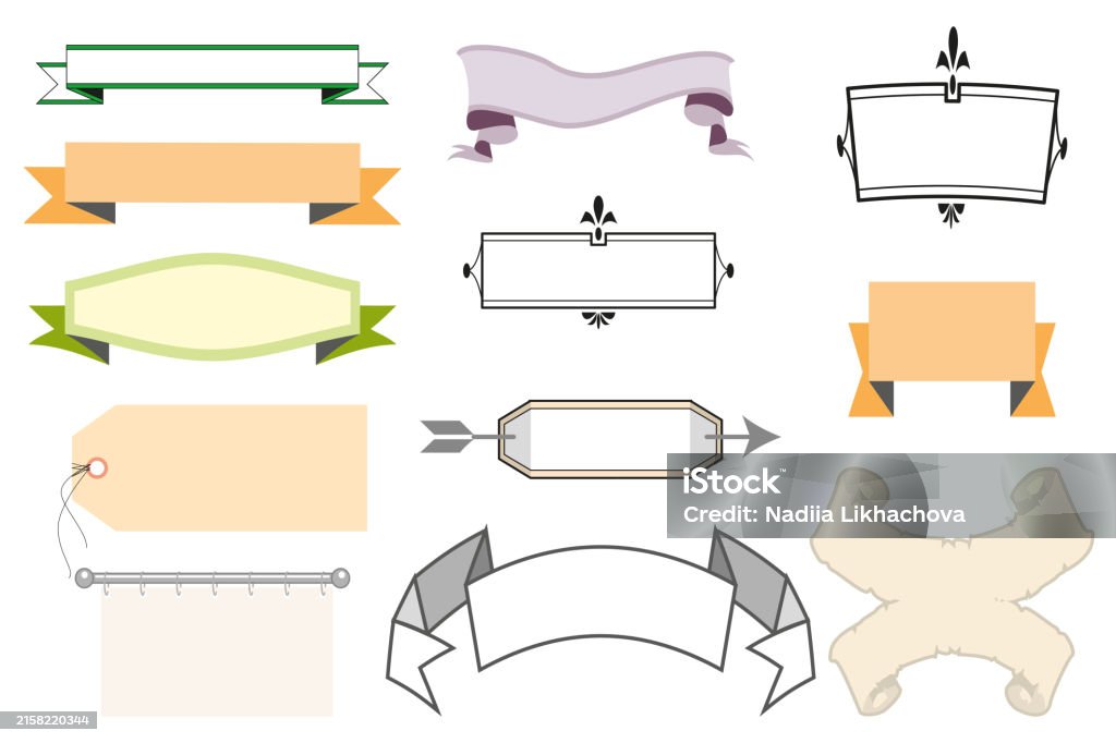 Message Ribbon Frame Background Design Cute Set Of Vector Illustrations Of Ribbon Frames For Messages Or Text ...