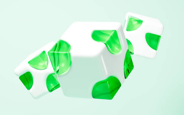 istock Cartoon cubes, cube and glass, 3d rendering. 2158220658