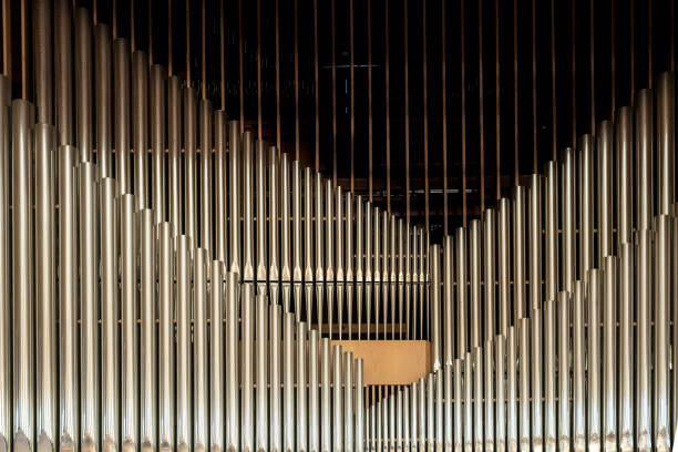 Close up of organ pipes in church