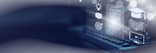 istock 2025 E-learning, education, online exam concept.Choose correct answer. Education internet online digital technology concept. New Year education 2025 background. 2158223148