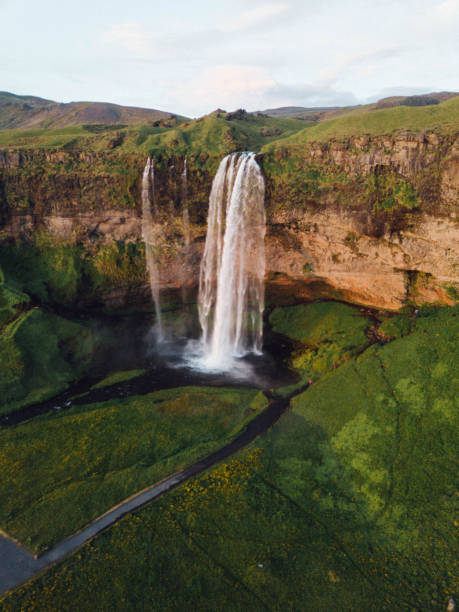 istock Drone shot of Seljalandsfoss waterfall in Iceland 2158223165