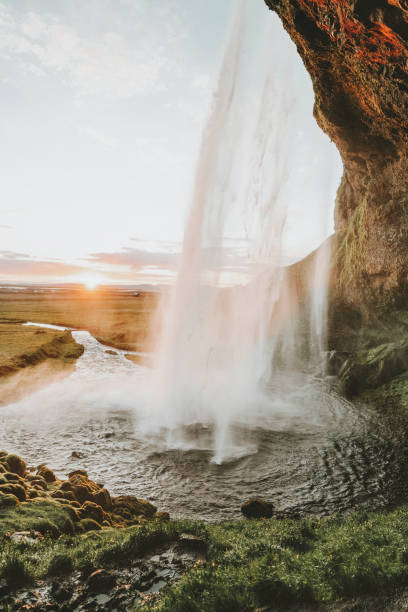 istock Back view of Seljalandsfoss waterfall in Iceland 2158223171