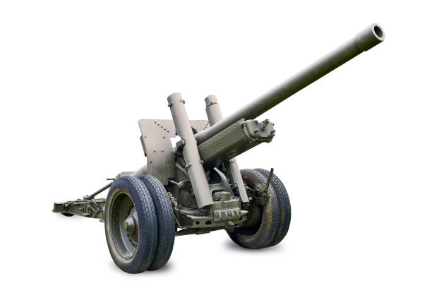 istock Artillery 122 mm gun isolated on white 2158224141