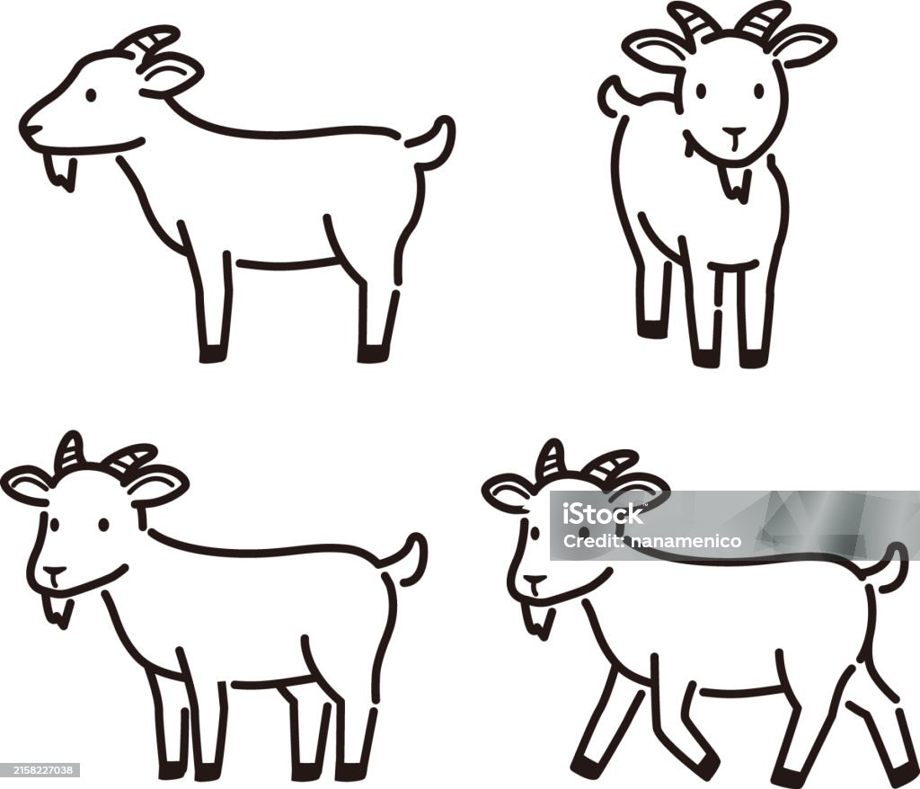 Simple Goat Vector Simple And Cute Goat Illustration Set Stock Illustration - Download ...