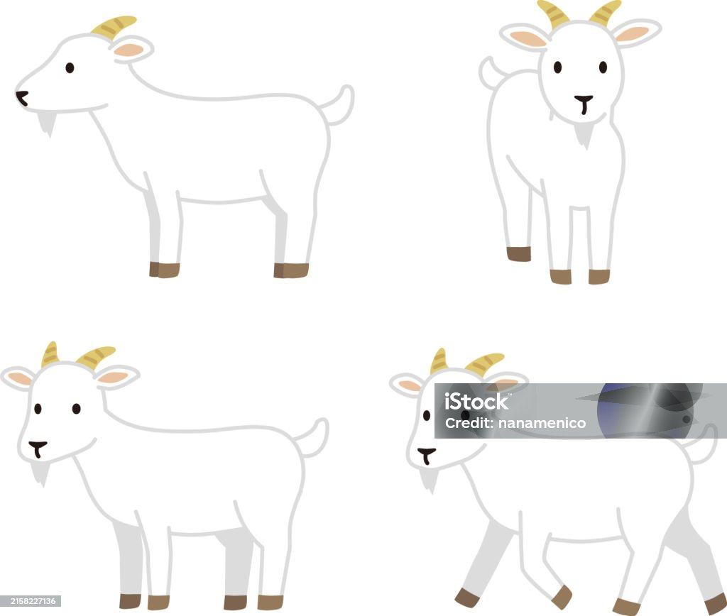 Simple Goat Vector Simple And Cute Goat Illustration Set Stock Illustration - Download ...