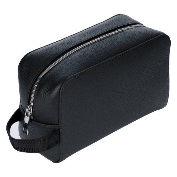 istock Black Leather Men's Cosmetic Bag 2158230521