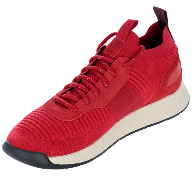 istock Red Knit Sneakers with White Soles 2158230935