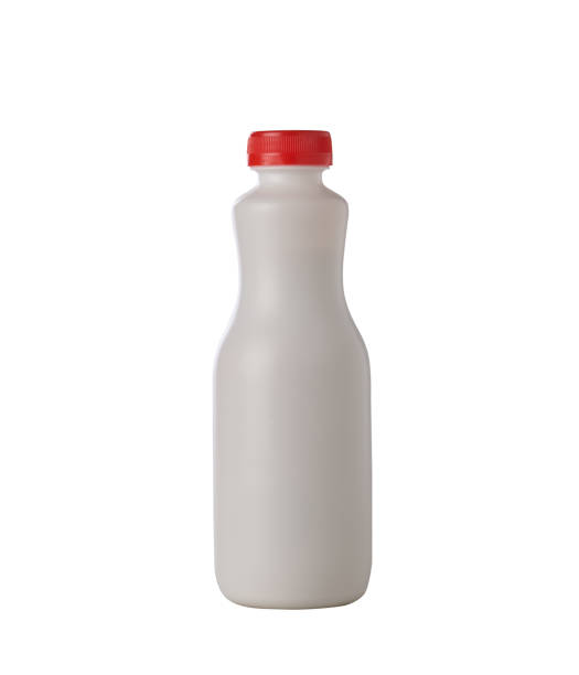 istock White plastic bottle with red cap isolated on white with clipping path 2158234048