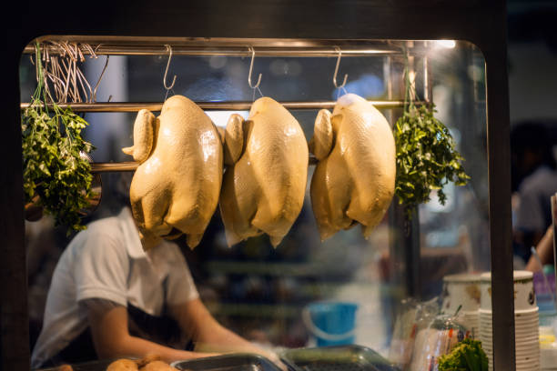 White cut chicken on the street in Thailand