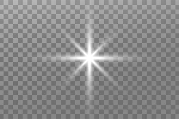 Glowing lights effect. Glitter sparkle isolated. White shining star or sun flare. Decoration for Christmas, new year party. Magic photo overlay. Transparent background can be removed in vector file.