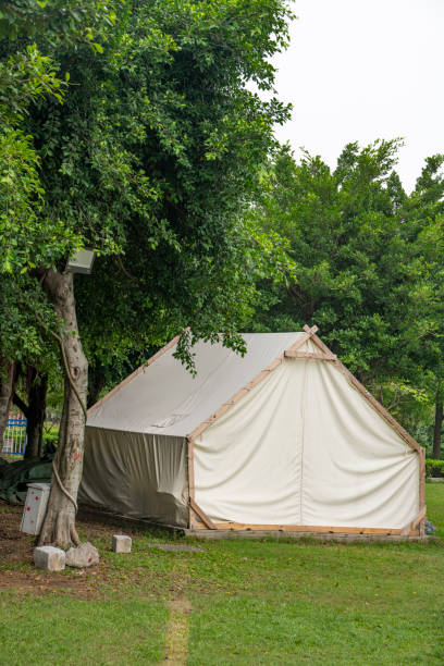 istock Camping tents on outdoor park grasslands 2158237067