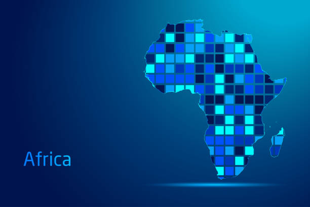 istock concepts of Africa Network Digital Technology Graphic illustration. Blue Color. Internet Futuristic Concept Map. 2158241984