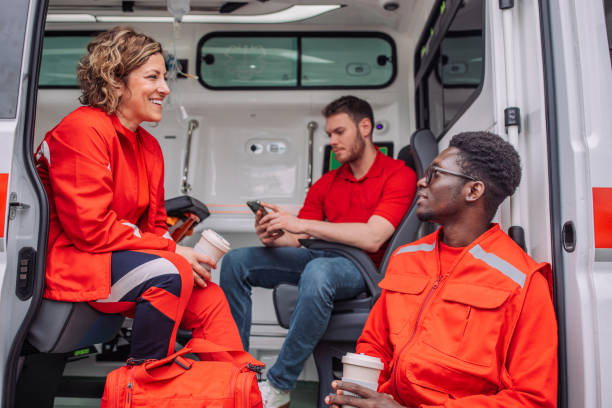 istock Paramedics having a coffee break in ambulance 2158245483