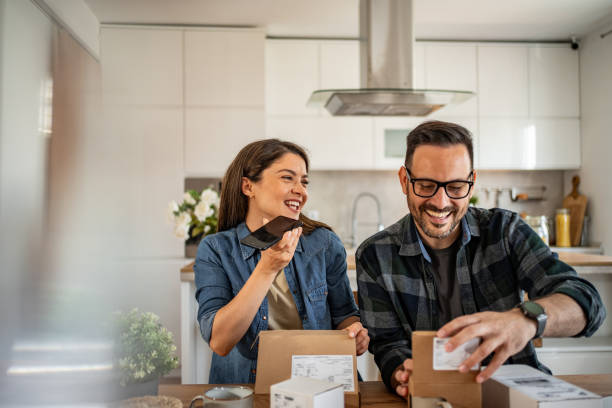 istock unpacking a package that came to them online 2158246042