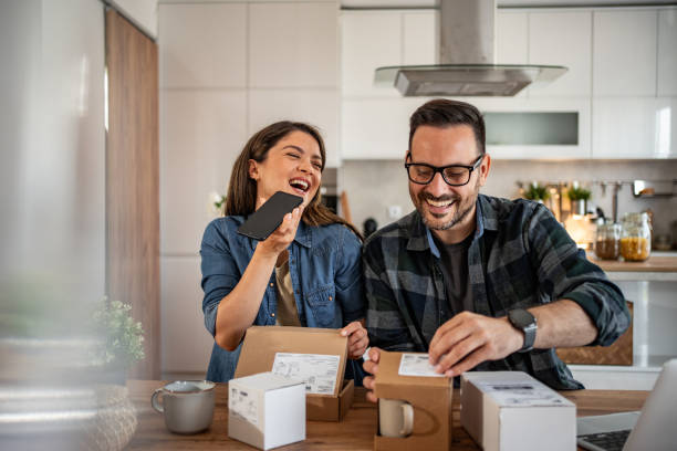 istock unpacking a package that came to them online 2158246049