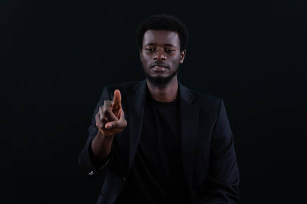 istock Young man touching digital screen, Success is right at your fingertips. 2158248031
