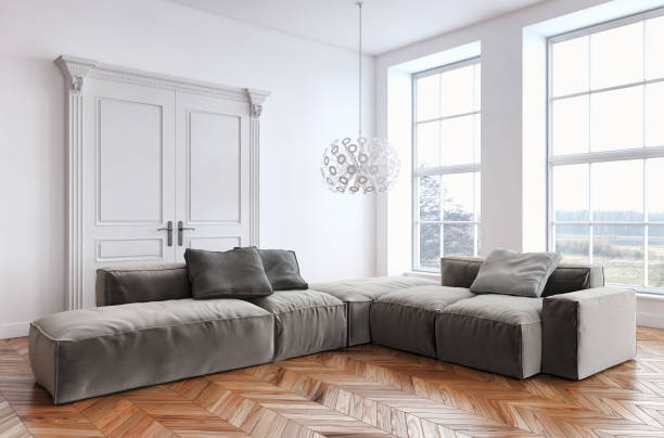 istock Large luxury modern bright interiors Living room mockup illustration 3D rendering image 2158248087