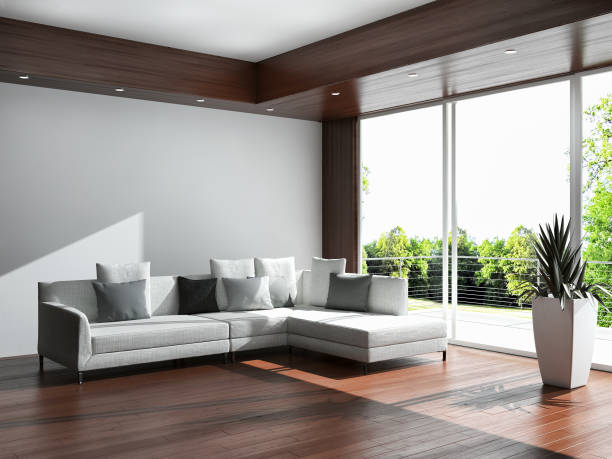 istock Large luxury modern bright interiors Living room mockup illustration 3D rendering image 2158248288