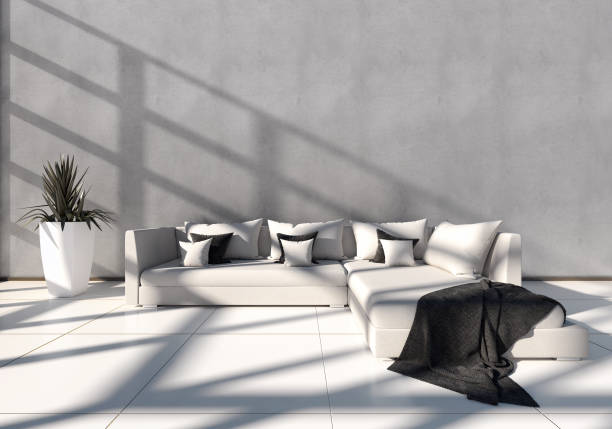 istock Large luxury modern bright interiors Living room mockup illustration 3D rendering image 2158248362