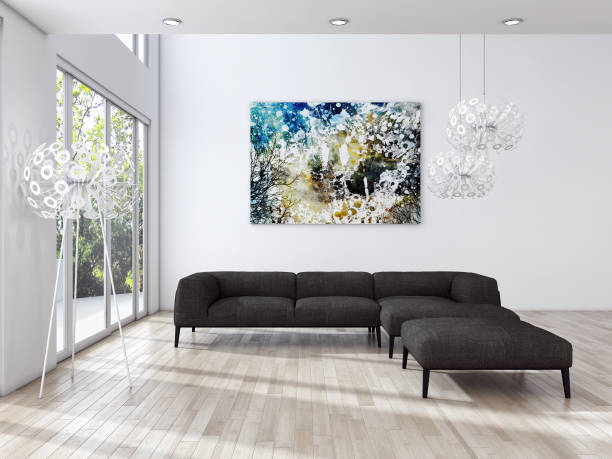 istock Large luxury modern bright interiors Living room mockup illustration 3D rendering image 2158248368