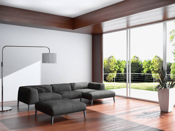 istock Large luxury modern bright interiors Living room mockup illustration 3D rendering image 2158248410