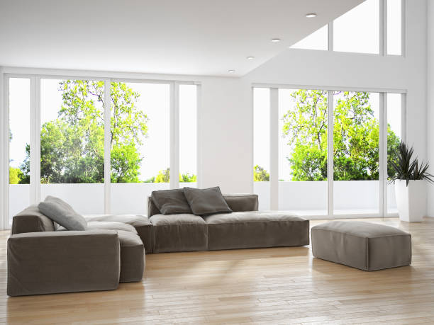 istock Large luxury modern bright interiors Living room mockup illustration 3D rendering image 2158248427