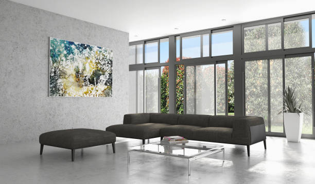 istock Large luxury modern bright interiors Living room mockup illustration 3D rendering image 2158248523