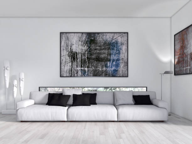 istock Large luxury modern bright interiors Living room mockup illustration 3D rendering image 2158248642