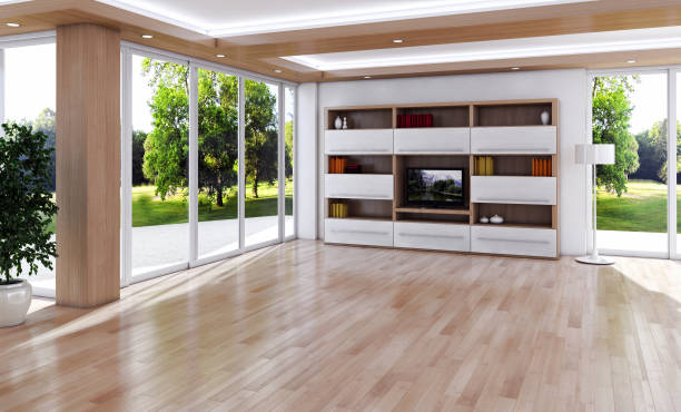 istock Large luxury modern bright interiors Living room mockup illustration 3D rendering image 2158248647