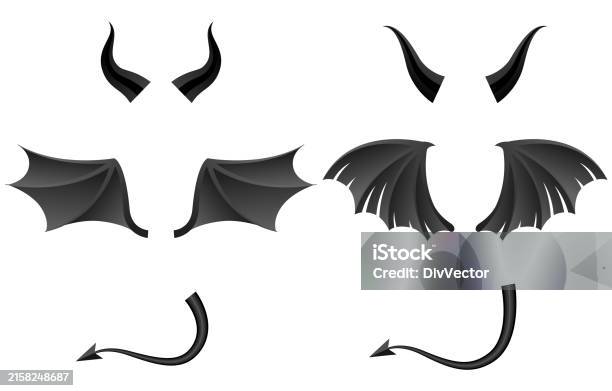 Devil Wing Vector Side View Devil Wings Vector Set Stock Illustration - Download Image Now - Animal ...