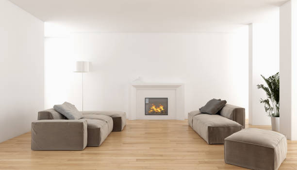 istock Large luxury modern bright interiors Living room mockup illustration 3D rendering image 2158248695