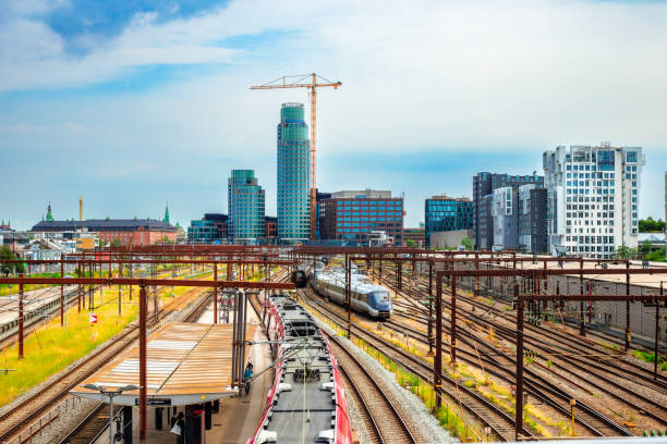 istock Trains at the station in central Copenhagen, Denmark 2158249520