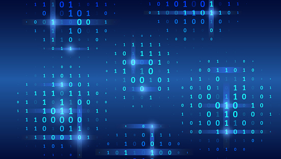 Blue Background With Data Flow Binary Code Artificial Intelligence ...