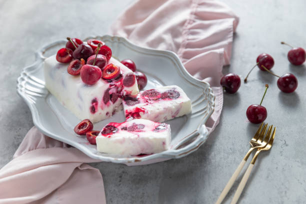 istock Italian desert Semifreddo with cherry. 2158251395