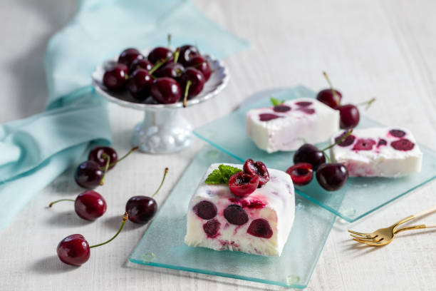 istock Italian desert Semifreddo with cherry. 2158251406