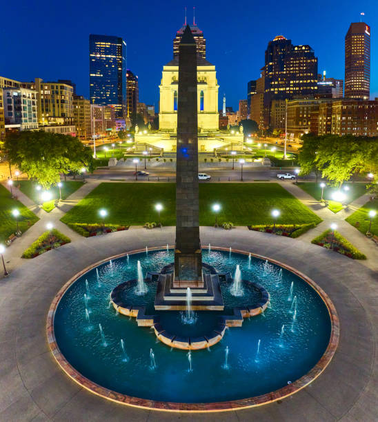 istock Aerial Twilight View of Indianapolis Obelisk Square and Skyline 2158251698