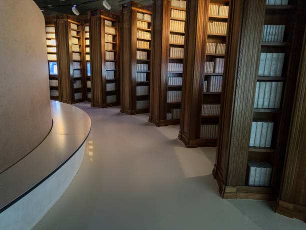 Shelves with books in library, Education concept.  A large book store with many book