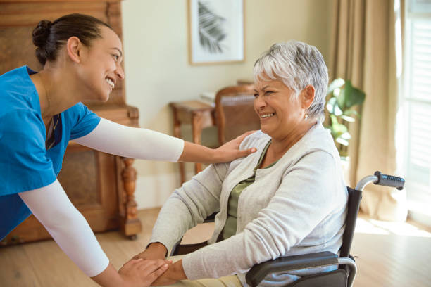 istock A nurse is checking in on her patient 2158254557