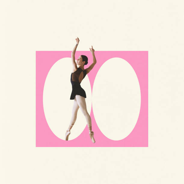 istock Contemporary art collage. Young, graceful ballet dancer, moves elegantly against geometrical pastel colored background. 2158254705