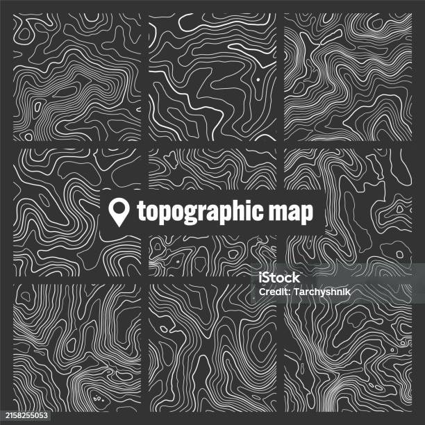 Topographic Screen Topographic Map With Contour Lines Geographic Terrain Grid Relief ...
