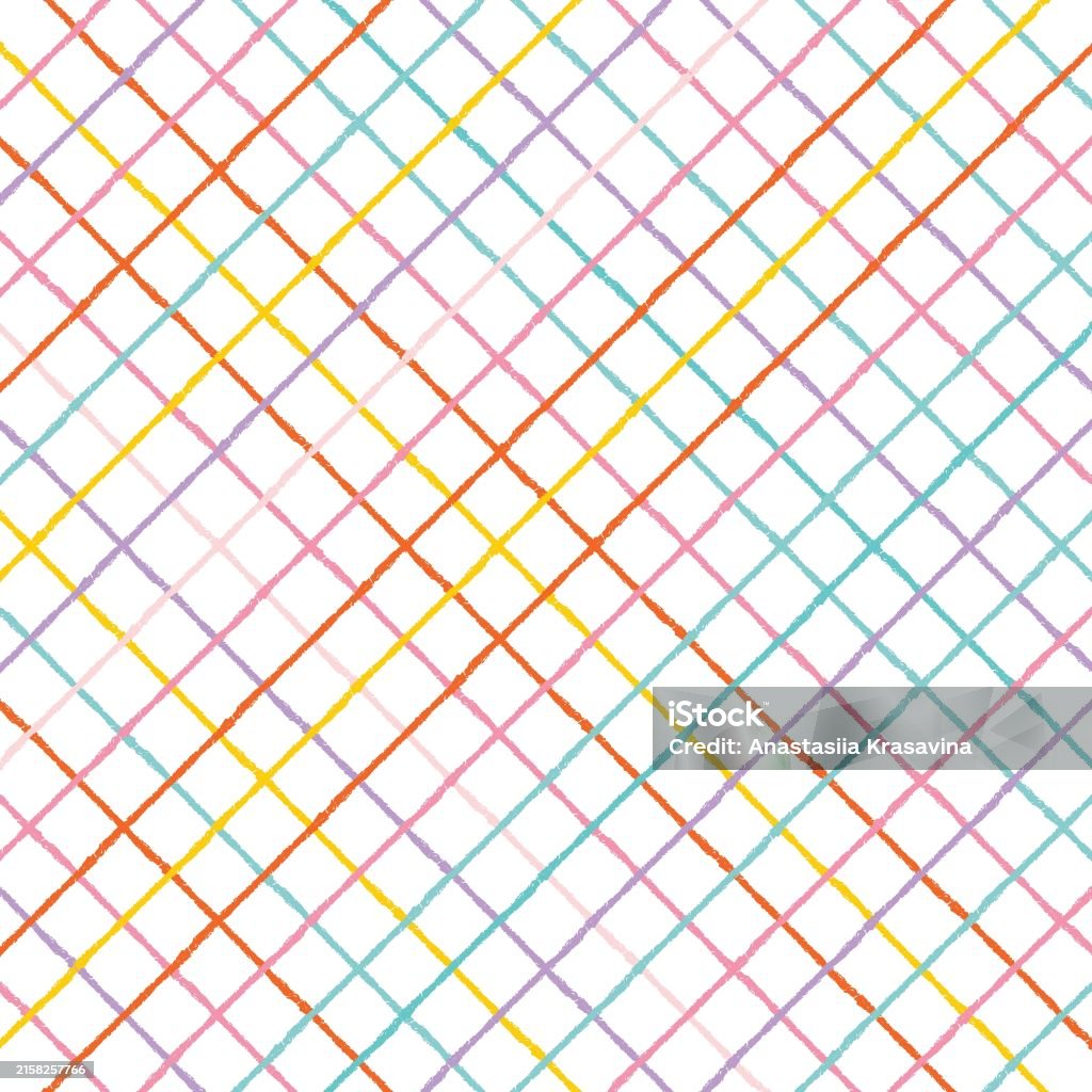 Diagonal Checkers Texture Vector Hand Drawn Cute Checkered Pattern Doodle Plaid Geometrical ...
