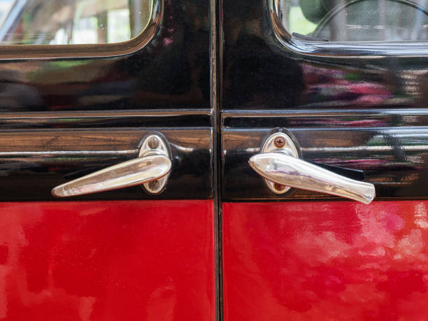istock Classic retro style car door handle and keyhole 2158257769