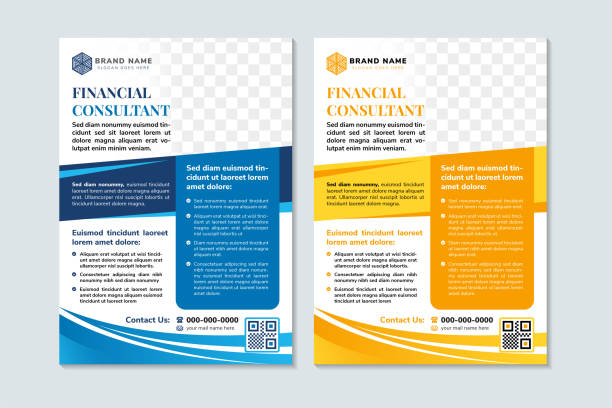spanduk poster desain konsultan keuangan. stand template brosur flyer vector ilustrasi. latar belakang abstrak modern dengan ukuran persegi panjang tata letak vertikal. - flyer ilustrasi stok